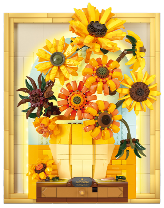Van Gogh – Sunflowers 3D Brick Painting with Light & Drawer