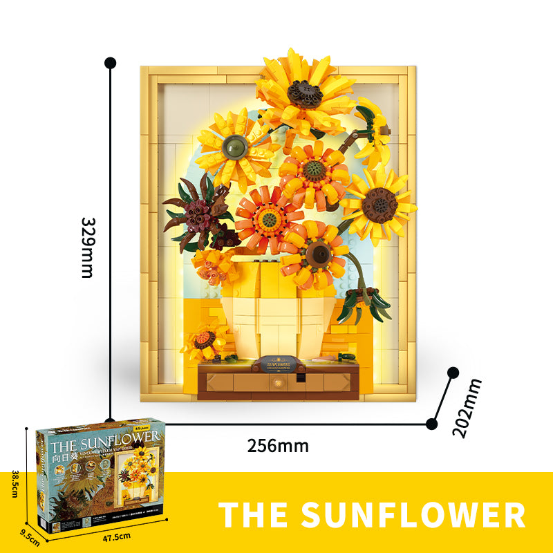 Van Gogh – Sunflowers 3D Brick Painting with Light & Drawer