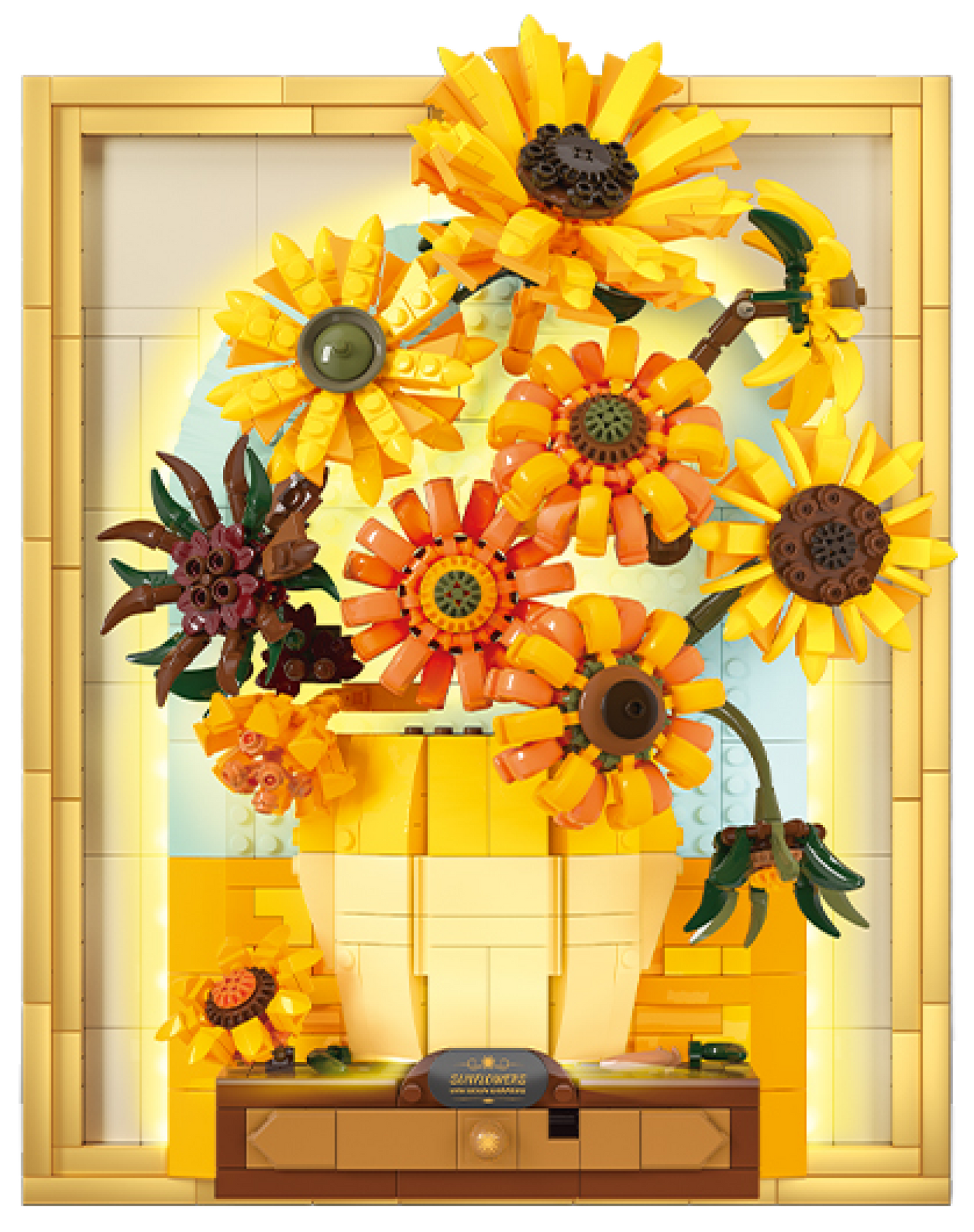 Van Gogh – Sunflowers 3D Brick Painting with Light & Drawer