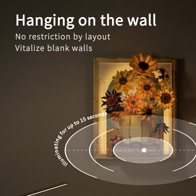 Van Gogh – Sunflowers 3D Brick Painting with Light & Drawer
