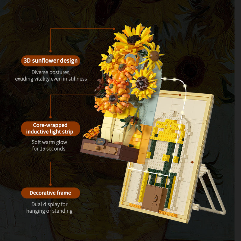 Van Gogh – Sunflowers 3D Brick Painting with Light & Drawer