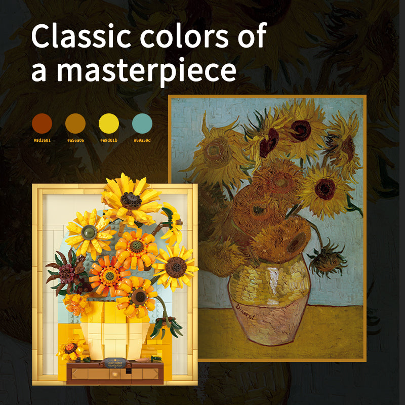 Van Gogh – Sunflowers 3D Brick Painting with Light & Drawer