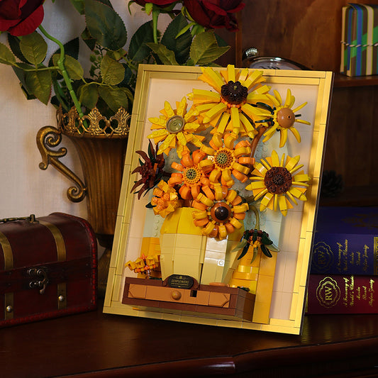 Van Gogh – Sunflowers 3D Brick Painting with Light & Drawer