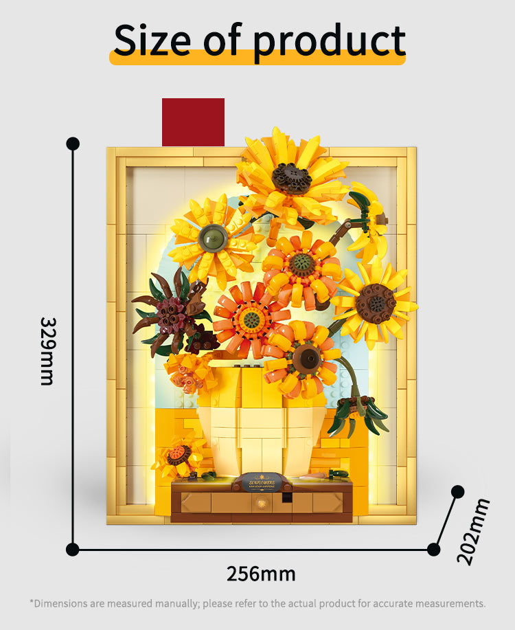 Van Gogh – Sunflowers 3D Brick Painting with Light & Drawer
