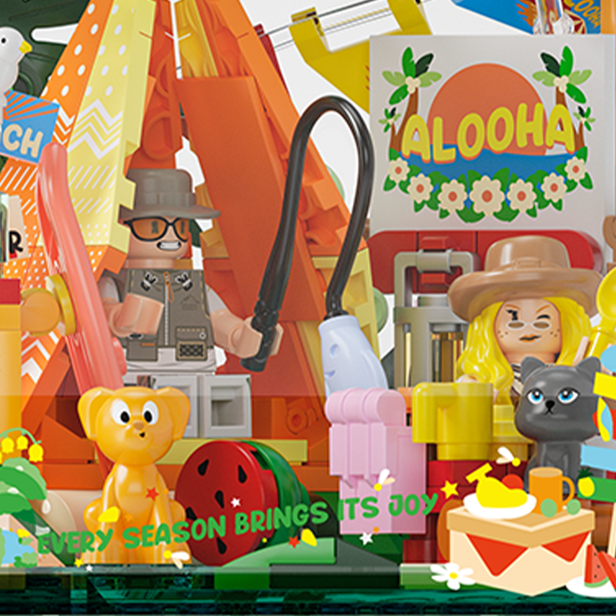 【Free Shipping+Special Gift】Camping Day bundle – Complete Collection (4-in-1 Romantic Brick Diorama Set)